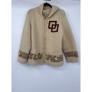 Vintage Cowichan 50s dancing music Sweater Talon Zip Cardigan Knit